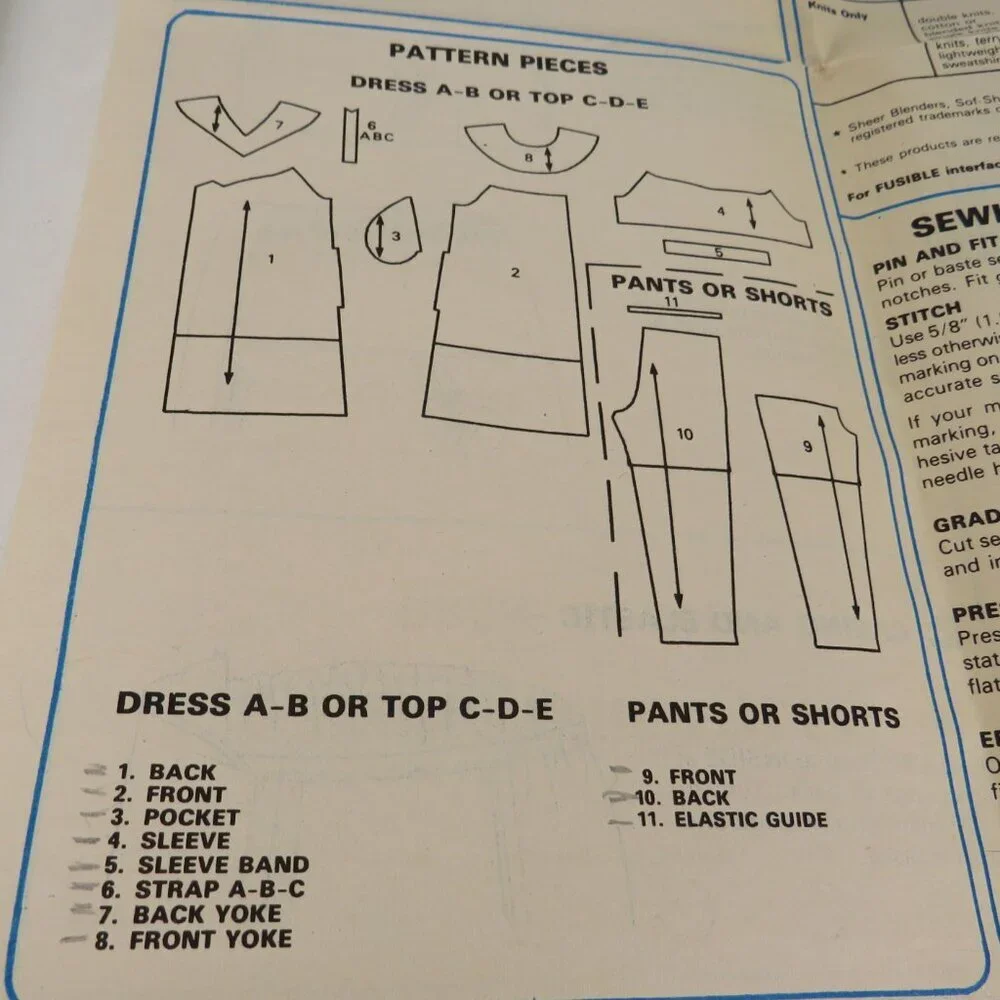 McCalls 2424 Clothing Pattern small petite PREGNACY skirt, dress, pants, shorts